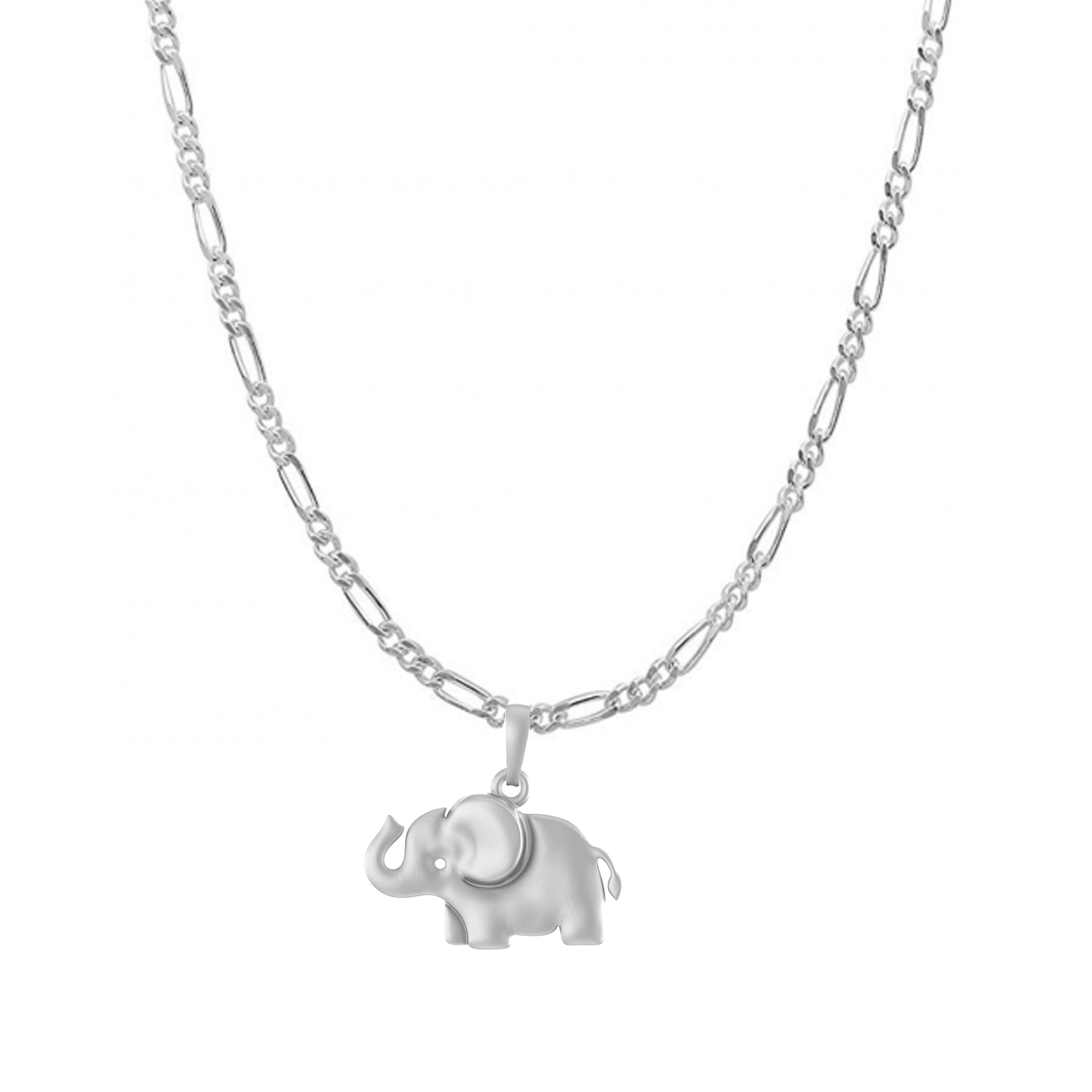 Akshat Sapphire Sterling Silver (92.5% purity) Strength Symbolic Elephant Chain Pendant  (Pendant with Figaro Chain) for Men & Women Pure Silver Elephant Chain Locket to represent strength and power