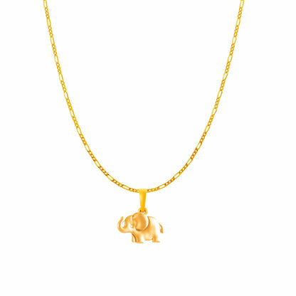 22KT Gold Plated Sterling Silver (92.5% Purity) Pure Silver Strength Symbolic Elephant Chain Pendant (Locket with Figaro Chain) for Women