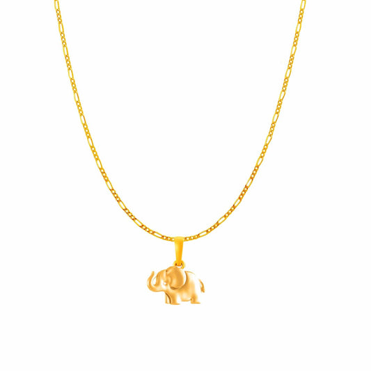 22KT Gold Plated Sterling Silver (92.5% Purity) Pure Silver Strength Symbolic Elephant Chain Pendant (Locket with Figaro Chain) for Women
