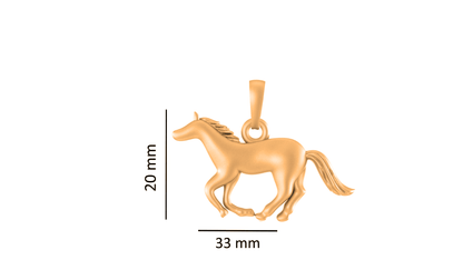 22KT Gold Plated Sterling Silver (92.5% Purity) Pure Silver Strength Symbolic Horse Chain Pendant (Locket with Figaro Chain) for Women