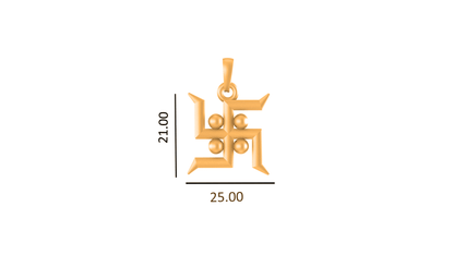 22KT Gold Plated Sterling Silver (92.5% Purity) Pure Silver Spiritual Swastik Symbol Chain Pendant (Locket with Figaro Chain) for Women