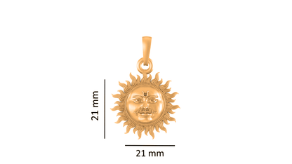 22KT Gold Plated Sterling Silver (92.5% Purity) Pure Silver Divine God Sun Chain Pendant (Locket with Figaro Chain) for Women