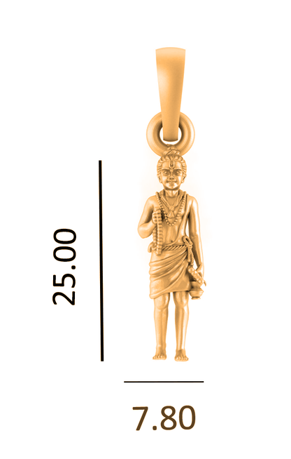 22KT Gold Plated Sterling Silver (92.5% Purity) Pure Silver God Swaminarayan Chain Pendant (Locket with Figaro Chain) for Women
