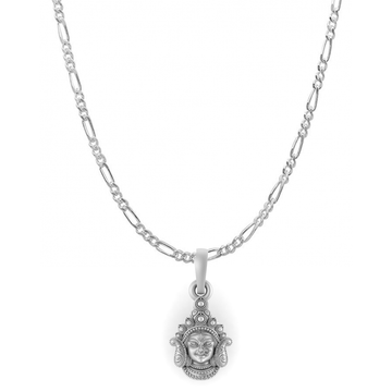 God Durga Maa Pure Silver 92.5% purity Chain pendant by Akshat Sapphire Durga Maa Pendant (Pendant with Figaro Chain-18 inches)