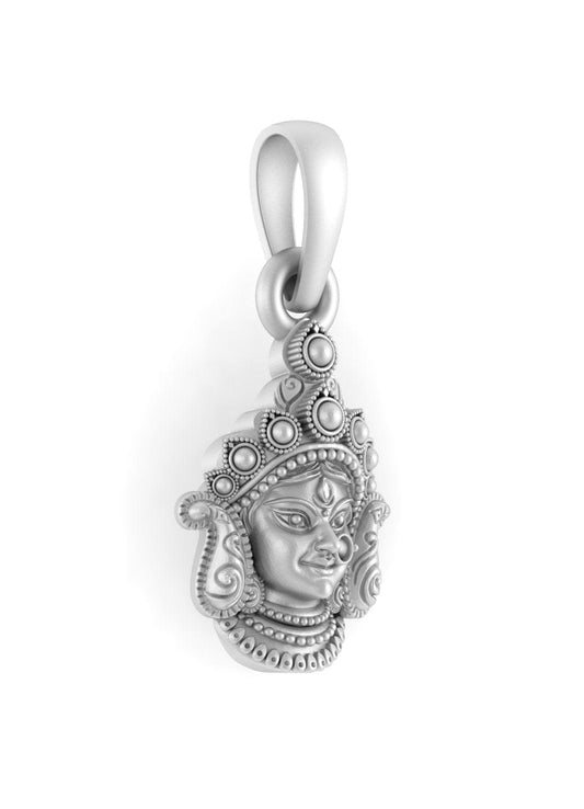 God Durga Maa Pure Silver 92.5% purity Chain pendant by Akshat Sapphire Durga Maa Pendant (Pendant with Figaro Chain-18 inches)