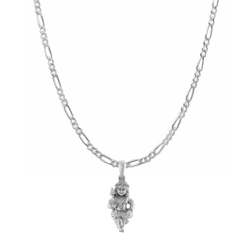 God Kartikeya Pure Silver 92.5% purity Chain pendant by Akshat Sapphire Murugan Pendant (Pendant with Figaro Chain-18 inches)