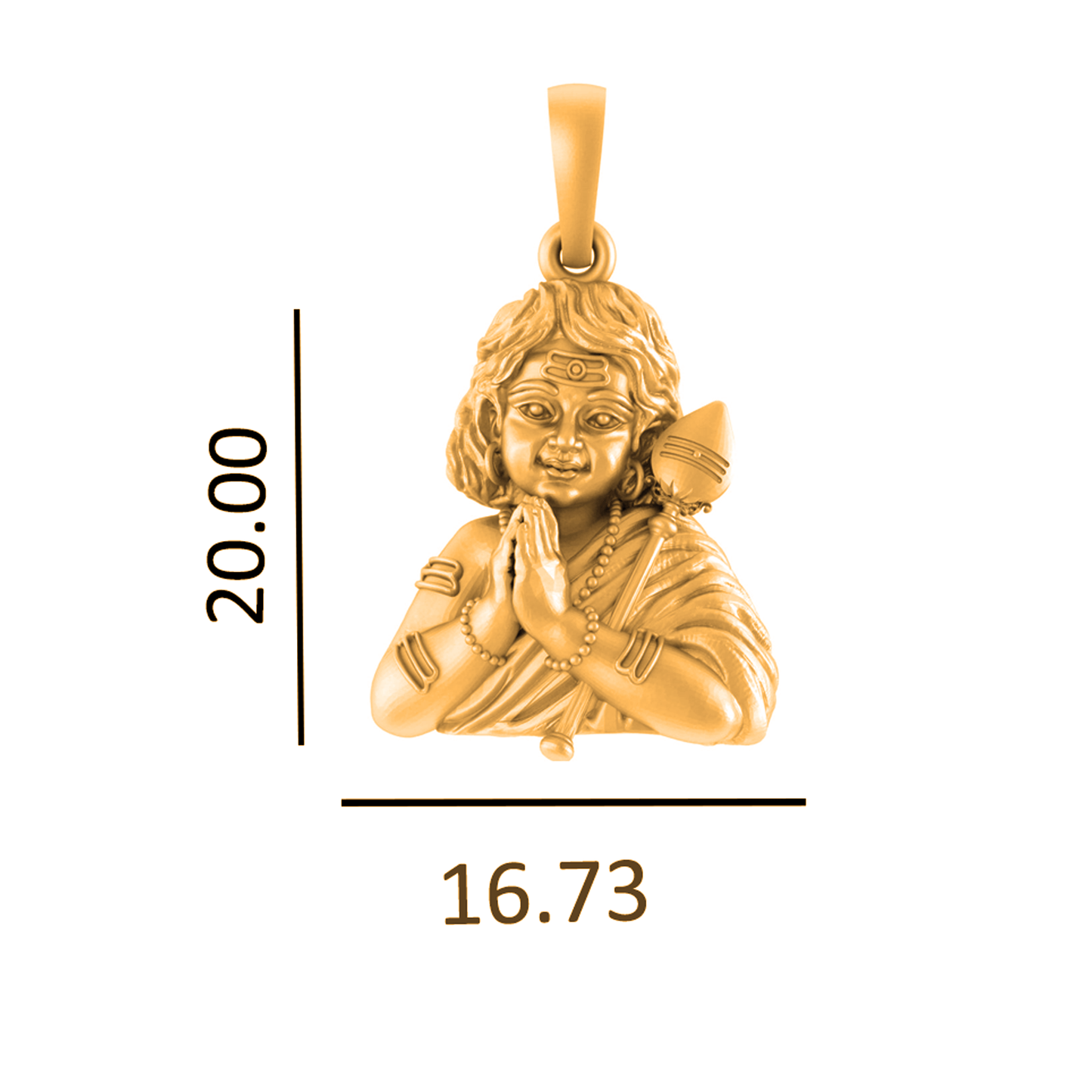 22KT Gold Plated Sterling Silver God Kartikeya Pure Silver 92.5% purity Chain with Murugan Pendant (Pendant with Figaro Chain-18 inches)