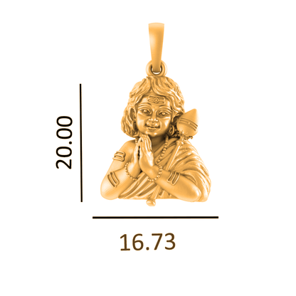 22KT Gold Plated Sterling Silver God Kartikeya Pure Silver 92.5% purity Chain with Murugan Pendant (Pendant with Figaro Chain-18 inches)