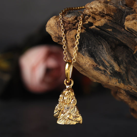 22KT Gold Plated Sterling Silver God Kartikeya Pure Silver 92.5% purity Chain with Murugan Pendant (Pendant with Figaro Chain-18 inches)