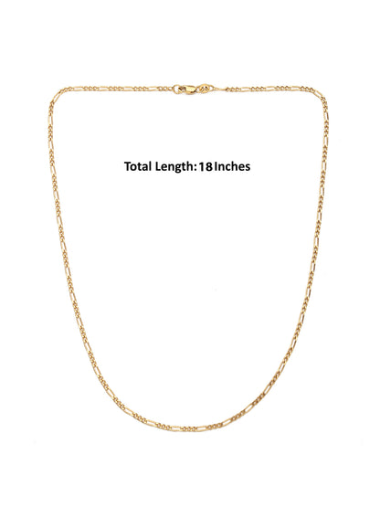 22KT Gold Plated Sterling Silver (92.5% Purity) Pure Silver God Ganesha Chain Pendant (Locket with Figaro Chain-18 inches) for Women