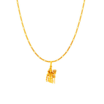 Akshat Sapphire 22KT Gold Plated Sterling Silver God Shiva Chain Pendant with 92.5% purity Shiva Chain Pendant (Pendant with Figaro Chain-18 inches)