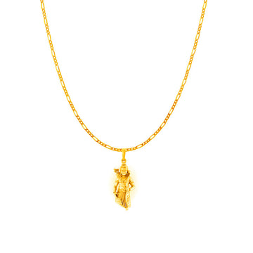 Akshat Sapphire 22KT Gold Plated Sterling Silver God Ram Ji chain Pendant (with 92.5% purity) (Pendant with Figaro Chain-18 inches) for  Women  Bhagwan Shri Ram Locket for Good Health & Wealth