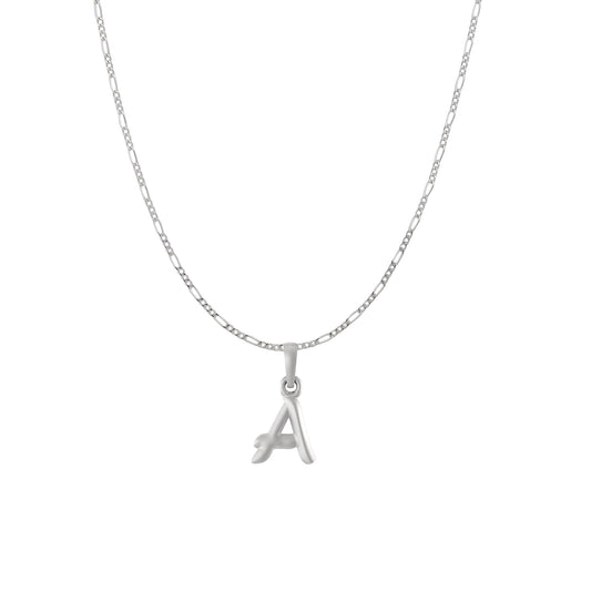 Akshat Sapphire Sterling Silver (92.5% purity) precious Name alphabet chain pendant (Pendnat with Figaro chain) pure silver designer alphabet chain locket