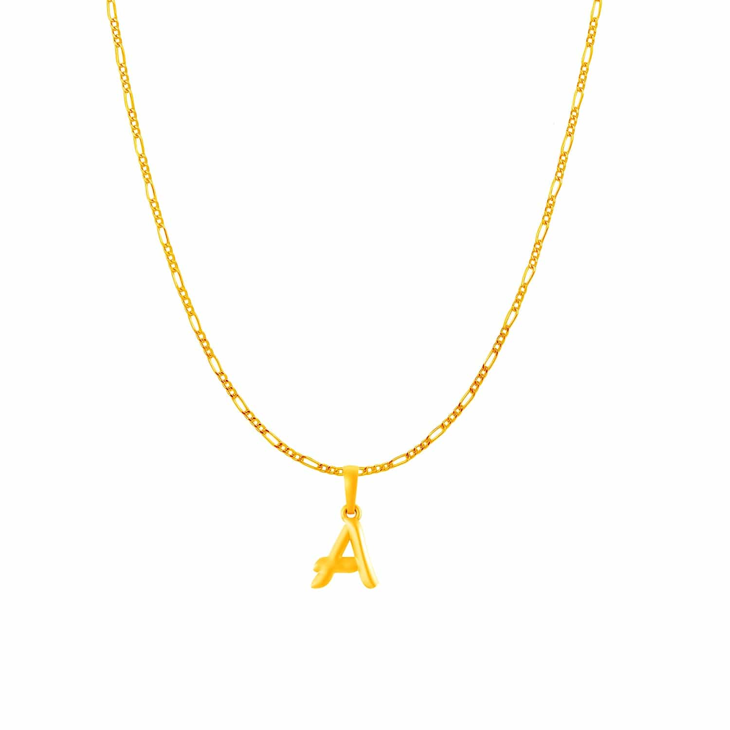 22KT Gold Plated Silver (92.5% purity) precious Name alphabet chain pendant (Pendnat with Box chain- 18 Inches) pure silver designer alphabet chain locket