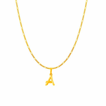 22KT Gold Plated Silver (92.5% purity) precious Name alphabet chain pendant (Pendnat with Box chain- 18 Inches) pure silver designer alphabet chain locket