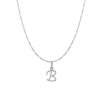 Akshat Sapphire Sterling Silver (92.5% purity) precious Name alphabet chain pendant (Pendnat with Figaro chain) pure silver designer alphabet chain locket