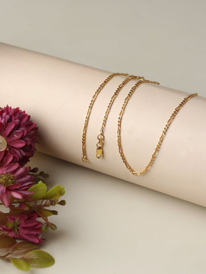 22CT Gold Plated Silver 92.5 Purity Alphabet B Chain Pendant for Women with Figaro Chain 18 inch by Akshat Sapphire PSF8024_B_Gold