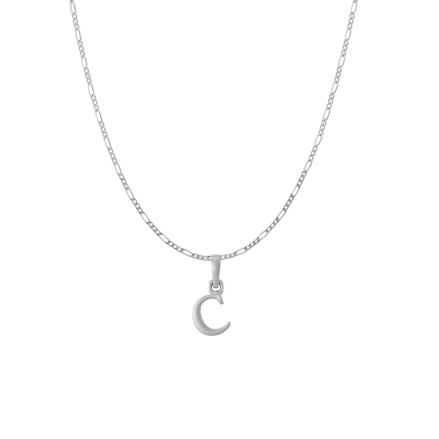 Akshat Sapphire Sterling Silver (92.5% purity) precious Name alphabet chain pendant (Pendnat with Figaro chain) pure silver designer alphabet chain locket