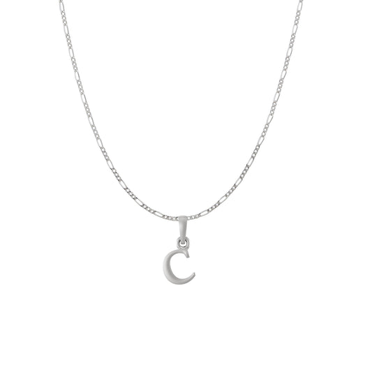 Akshat Sapphire Sterling Silver (92.5% purity) precious Name alphabet chain pendant (Pendnat with Figaro chain) pure silver designer alphabet chain locket