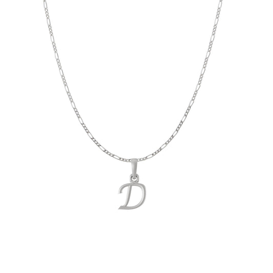Akshat Sapphire Sterling Silver (92.5% purity) precious Name alphabet chain pendant (Pendnat with Figaro chain) pure silver designer alphabet chain locket