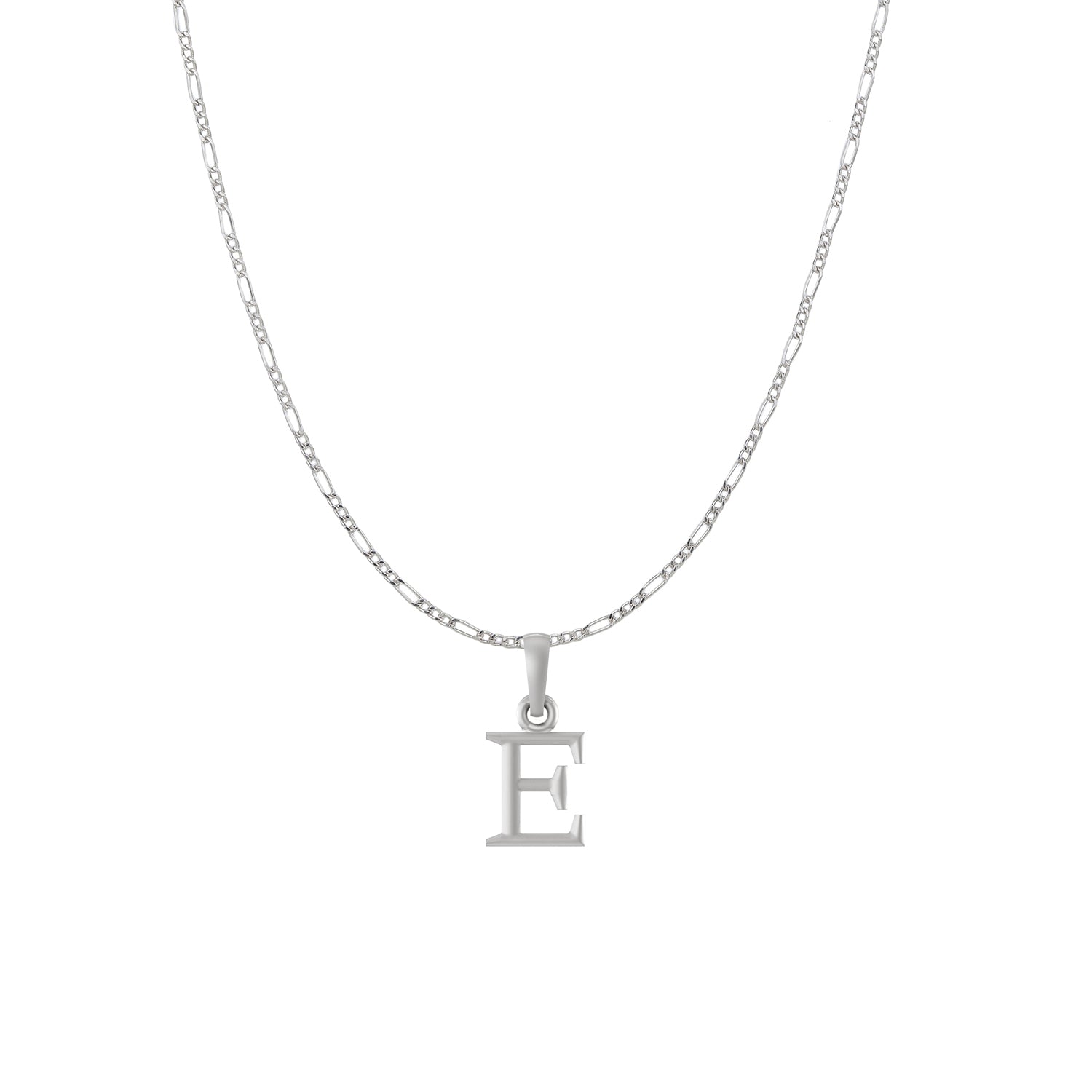 Akshat Sapphire Sterling Silver (92.5% purity) precious Name alphabet chain pendant (Pendnat with Figaro chain) pure silver designer alphabet chain locket
