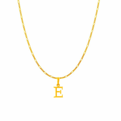 22KT Gold Plated Pure Silver (92.5% purity) precious Name alphabet chain pendant (Pendnat with Figaro chain- 18 Inches) designer alphabet chain locket