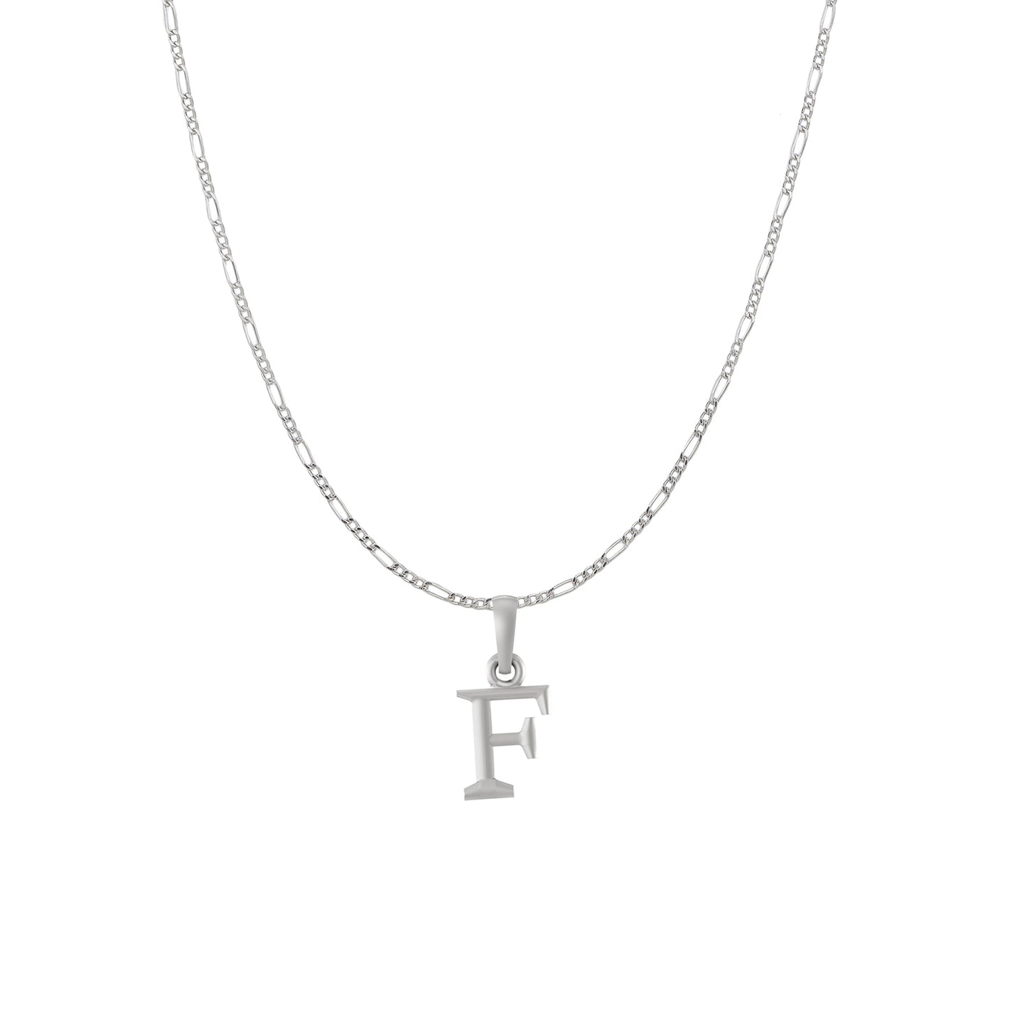 Akshat Sapphire Sterling Silver (92.5% purity) precious Name alphabet chain pendant (Pendnat with Figaro chain) pure silver designer alphabet chain locket