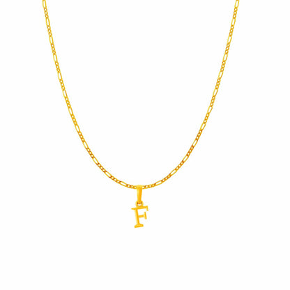 22KT Gold Plated Pure Silver (92.5% purity) precious Name alphabet chain pendant (Pendnat with Figaro chain- 18 Inches) designer alphabet chain locket