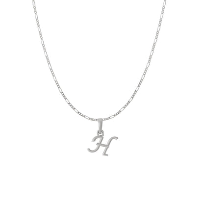 Akshat Sapphire Sterling Silver (92.5% purity) precious Name alphabet chain pendant (Pendnat with Figaro chain) pure silver designer alphabet chain locket