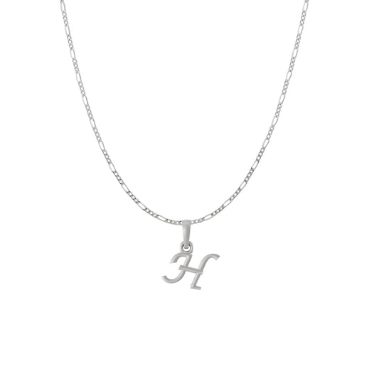Akshat Sapphire Sterling Silver (92.5% purity) precious Name alphabet chain pendant (Pendnat with Figaro chain) pure silver designer alphabet chain locket