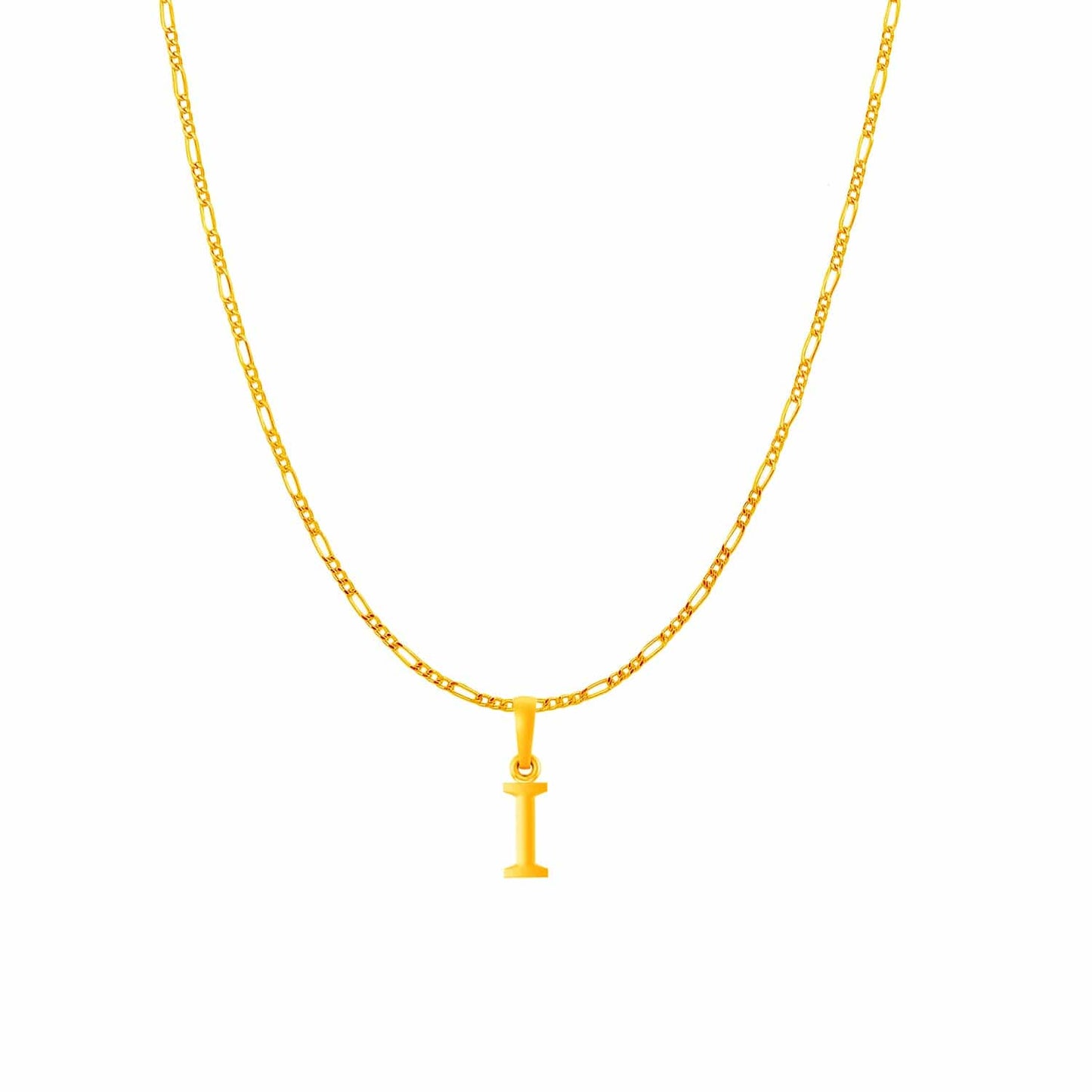22KT Gold Plated Pure Silver (92.5% purity) precious Name alphabet chain pendant (Pendnat with Figaro chain- 18 Inches) designer alphabet chain locket