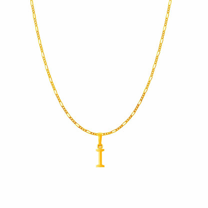 22KT Gold Plated Pure Silver (92.5% purity) precious Name alphabet chain pendant (Pendnat with Figaro chain- 18 Inches) designer alphabet chain locket