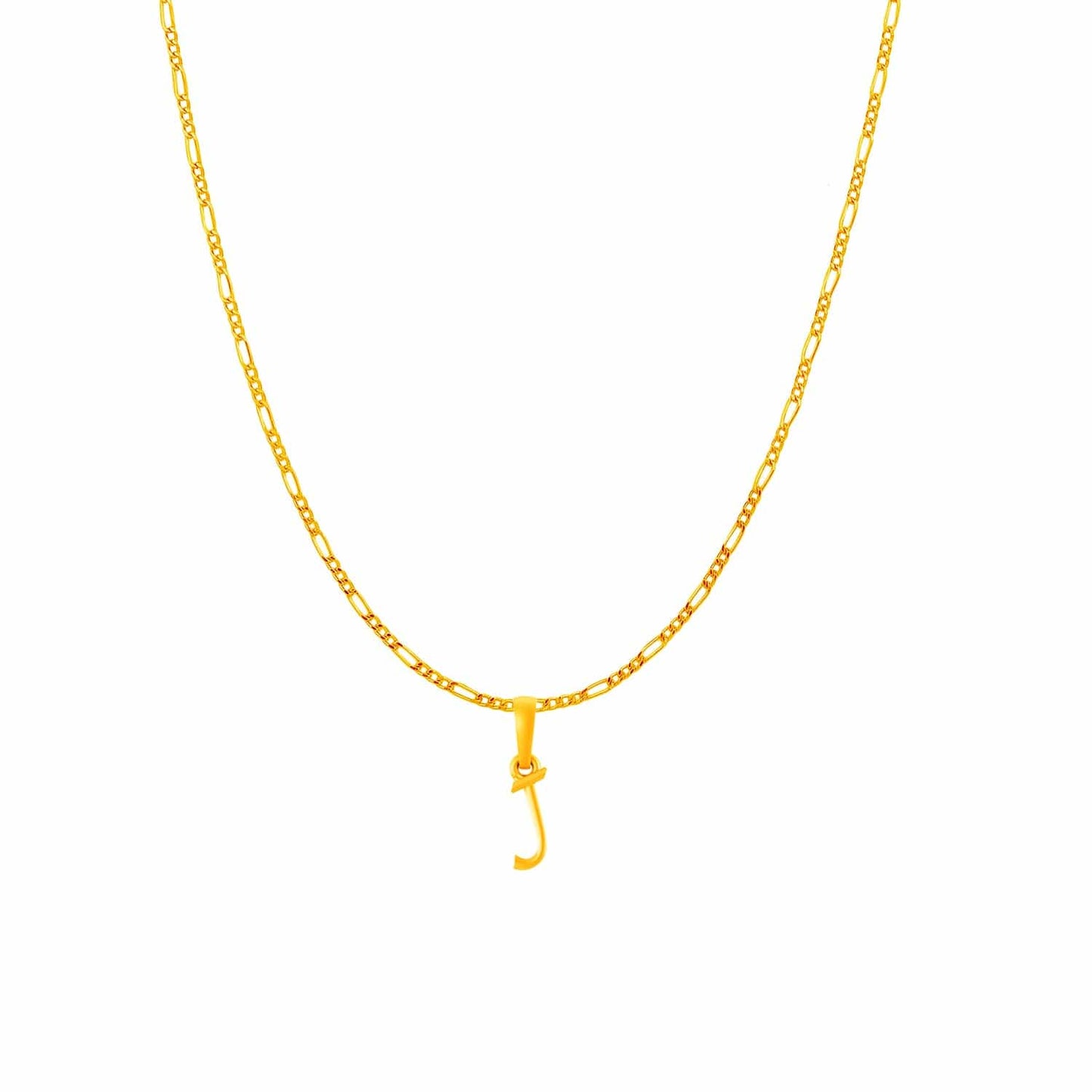 22KT Gold Plated Pure Silver (92.5% purity) precious Name alphabet chain pendant (Pendnat with Figaro chain- 18 Inches) designer alphabet chain locket