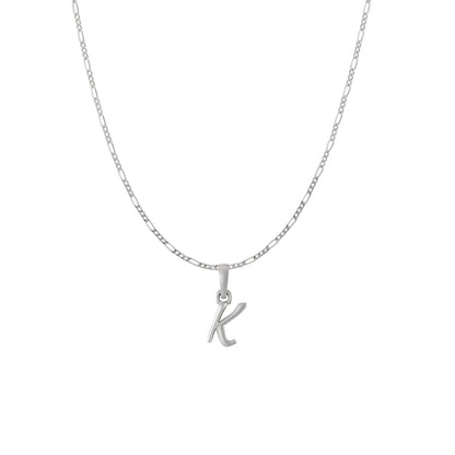 Akshat Sapphire Sterling Silver (92.5% purity) precious Name alphabet chain pendant (Pendnat with Figaro chain) pure silver designer alphabet chain locket