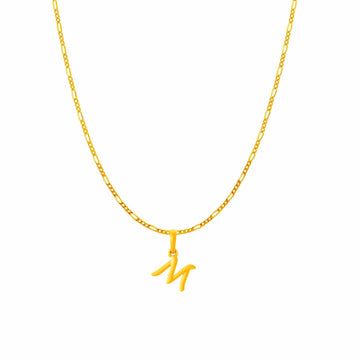 22KT Gold Plated Silver (92.5% purity) precious Name alphabet chain pendant (Pendnat with Box chain- 18 Inches) pure silver designer alphabet chain locket