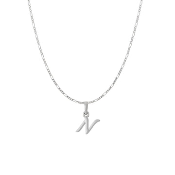 Akshat Sapphire Sterling Silver (92.5% purity) precious Name alphabet chain pendant (Pendnat with Figaro chain) pure silver designer alphabet chain locket