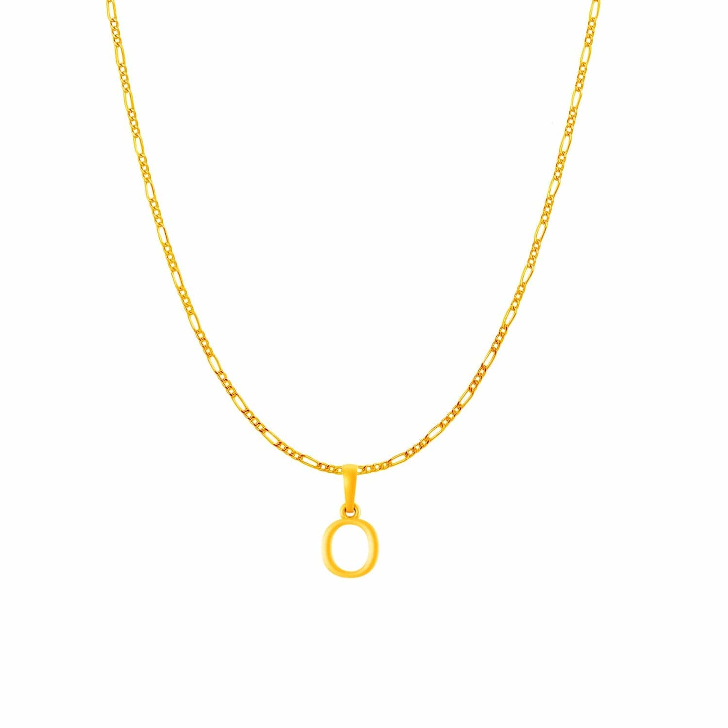22KT Gold Plated Pure Silver (92.5% purity) precious Name alphabet chain pendant (Pendnat with Figaro chain- 18 Inches) designer alphabet chain locket