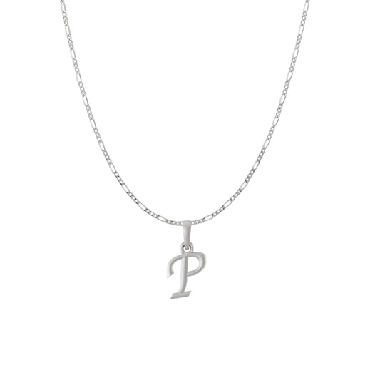 Akshat Sapphire Sterling Silver (92.5% purity) precious Name alphabet chain pendant (Pendnat with Figaro chain) pure silver designer alphabet chain locket