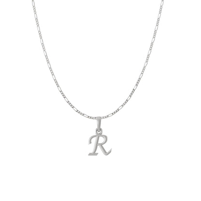 Akshat Sapphire Sterling Silver (92.5% purity) precious Name alphabet chain pendant (Pendnat with Figaro chain) pure silver designer alphabet chain locket