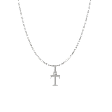 Akshat Sapphire Sterling Silver (92.5% purity) precious Name alphabet chain pendant (Pendnat with Figaro chain) pure silver designer alphabet chain locket