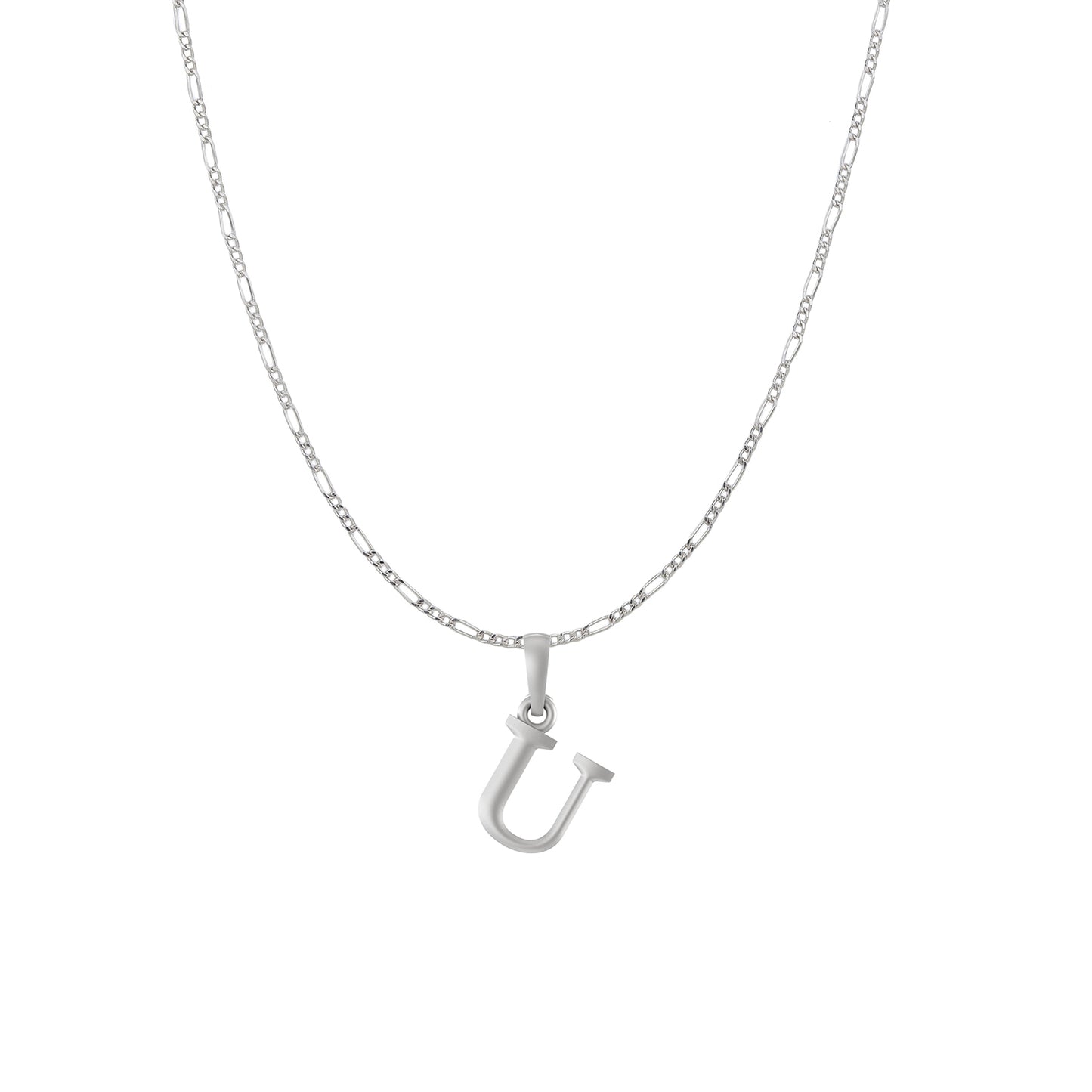 Akshat Sapphire Sterling Silver (92.5% purity) precious Name alphabet chain pendant (Pendnat with Figaro chain) pure silver designer alphabet chain locket