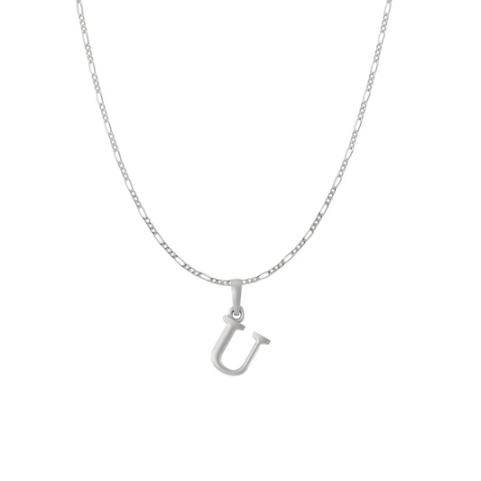 Akshat Sapphire Sterling Silver (92.5% purity) precious Name alphabet chain pendant (Pendnat with Figaro chain) pure silver designer alphabet chain locket