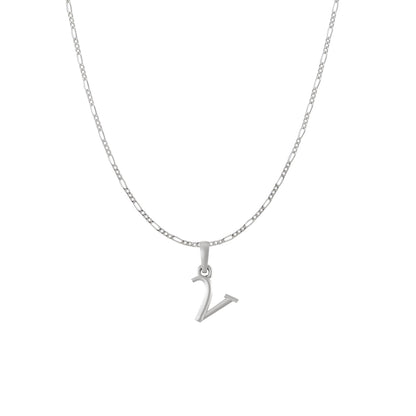 Akshat Sapphire Sterling Silver (92.5% purity) precious Name alphabet chain pendant (Pendnat with Figaro chain) pure silver designer alphabet chain locket