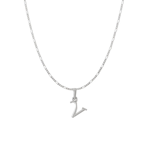 Akshat Sapphire Sterling Silver (92.5% purity) precious Name alphabet chain pendant (Pendnat with Figaro chain) pure silver designer alphabet chain locket