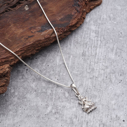 Sterling Silver (92.5% Purity) Pure Silver Goddess Laxmi Ji Chain Pendant (Locket with Rope Chain) for Men & Women
