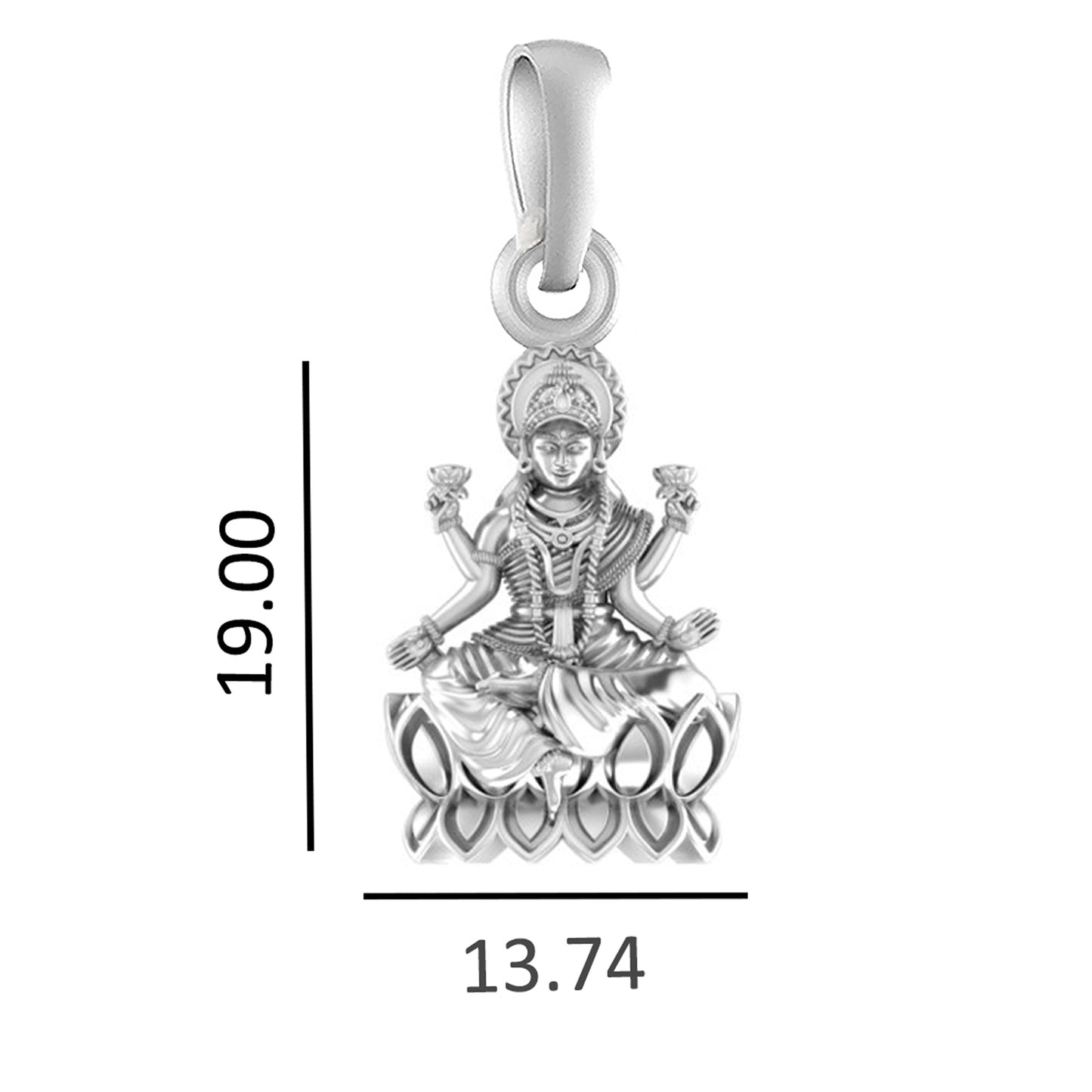 Sterling Silver (92.5% Purity) Pure Silver Goddess Laxmi Ji Chain Pendant (Locket with Rope Chain) for Men & Women