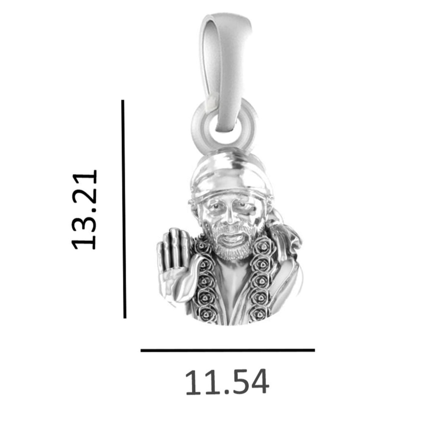 Sterling Silver (92.5% Purity) Pure Silver God Shree Sai Baba chain Pendant (Locket with Rope Chain) for Men & Women