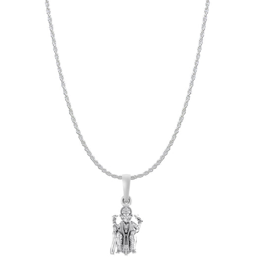 Akshat Sapphire Sterling Silver (92.5% purity) God Ganesha Chain Pendant (Pendant with Rope Chain) for Men & Women Pure Silver Lord Ganapathy Chain Locket for Good Health & Wealth