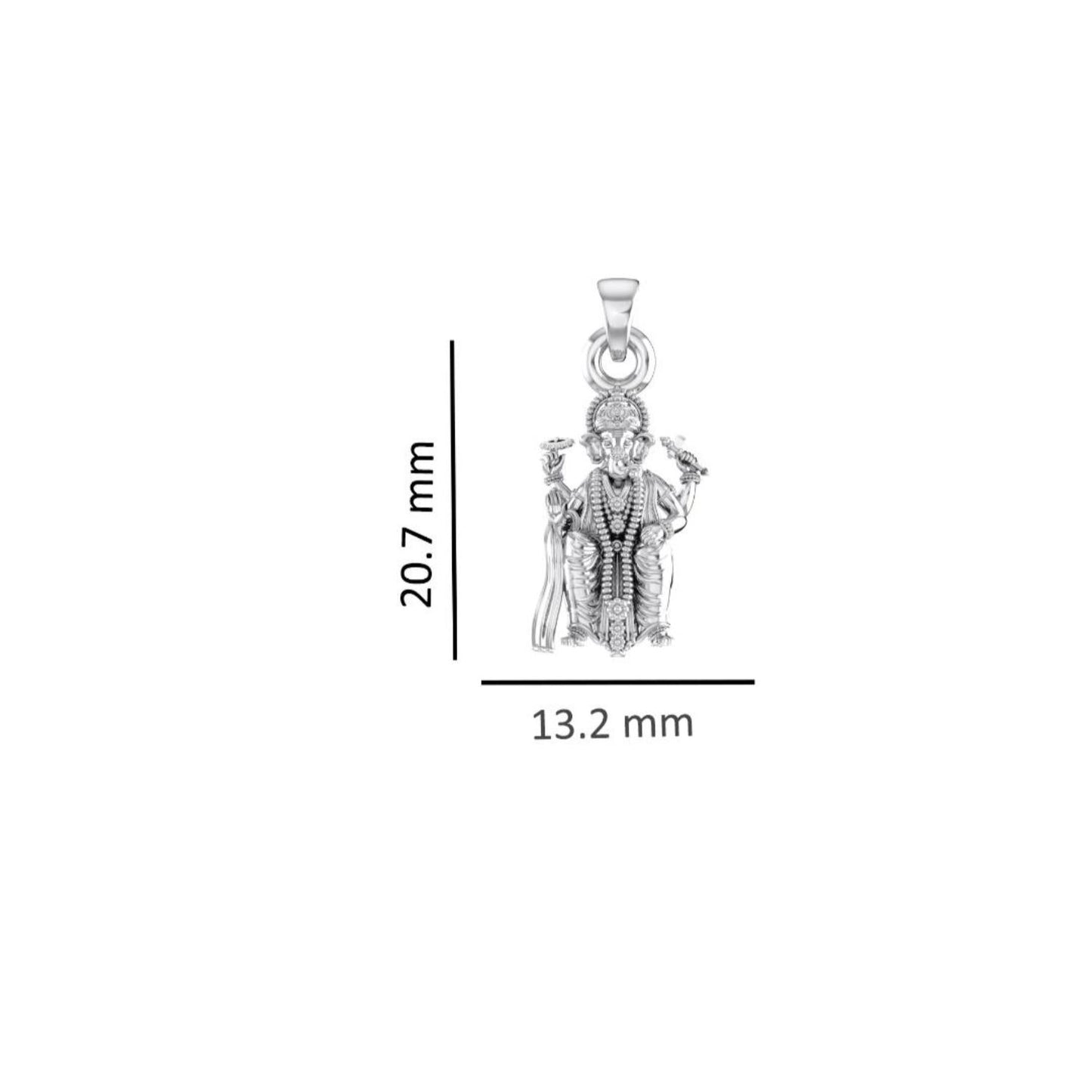 Akshat Sapphire Sterling Silver (92.5% purity) God Ganesha Chain Pendant (Pendant with Rope Chain) for Men & Women Pure Silver Lord Ganapathy Chain Locket for Good Health & Wealth