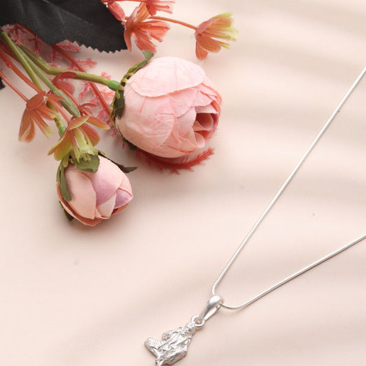 AKSHAT SAPPHIRE Sterling Silver (Silver with 92.5% purity) God Shree Sai Baba chain Pendant (Pendant with Rope Chain) for Men & Women Pure Sterling Silver Lord Sai Baba chain Locket For Good Wealth & Health